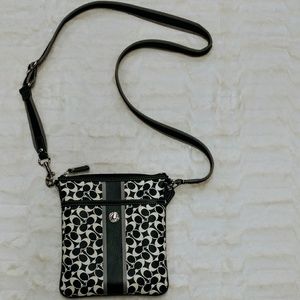 COACH Coated Canvas B&W Heritage Stripe Crossbody